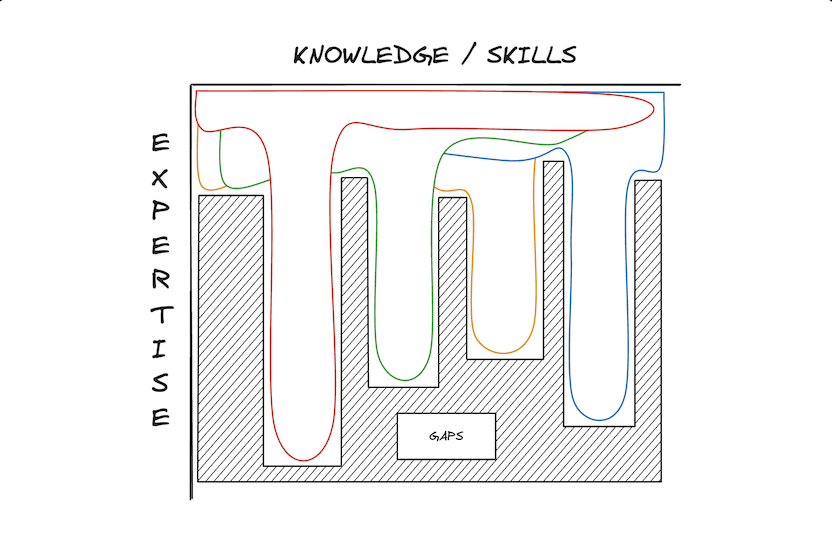 T-shaped diagram - Relation between different team members.