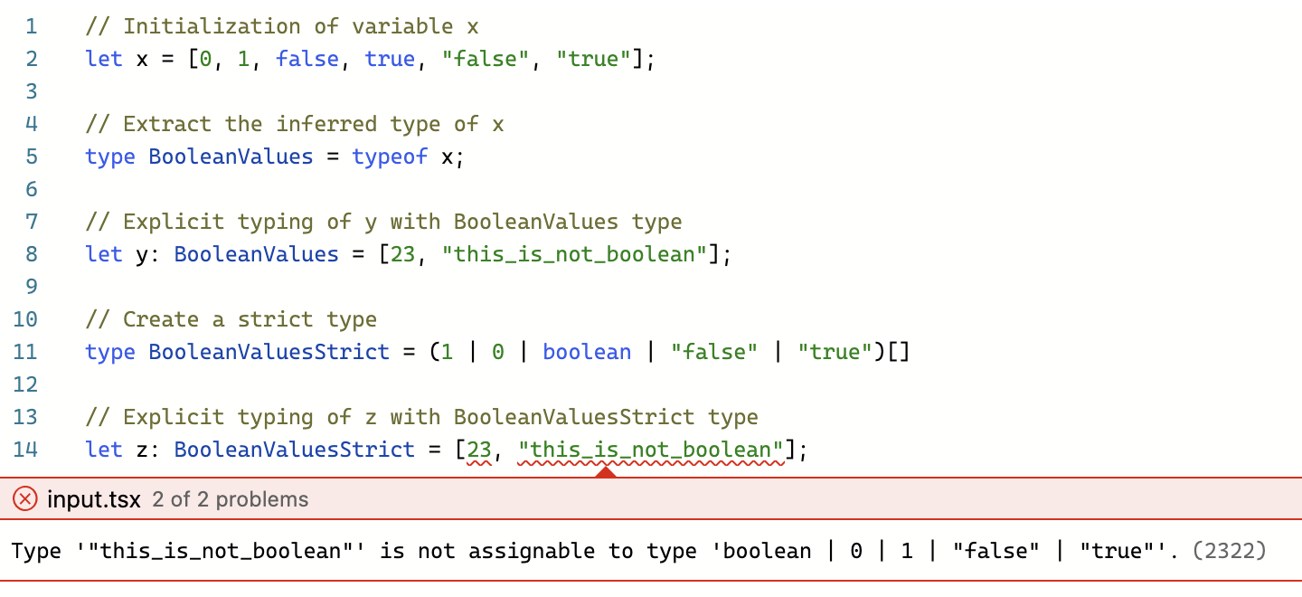 Boolean values type strict declaration