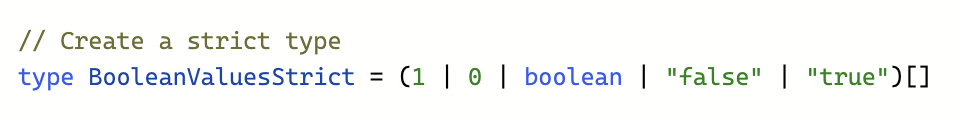 Boolean values type strict declaration
