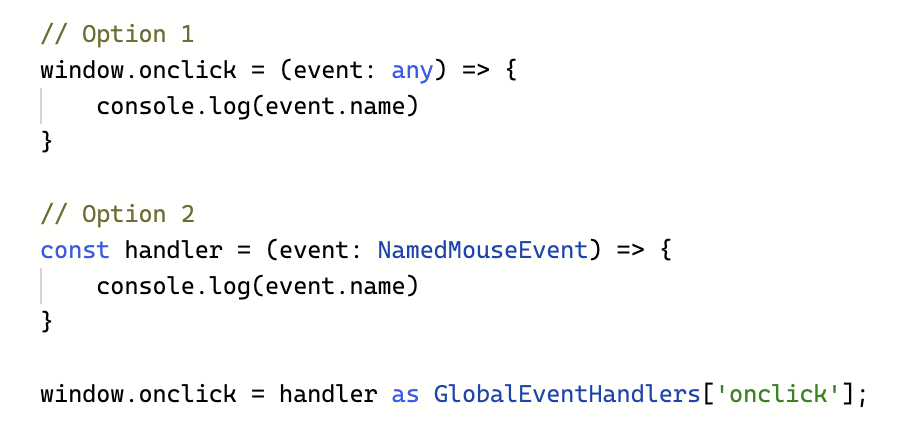 Solution to the `Window.onclick` typing